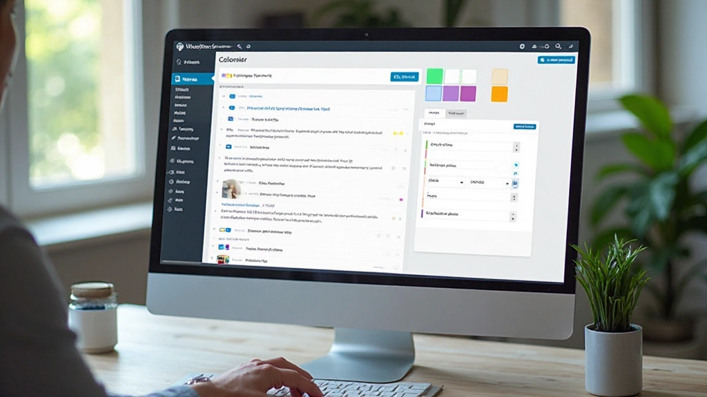 WordPress Customizer panel showing color picker, font selector, and layout options in live preview
